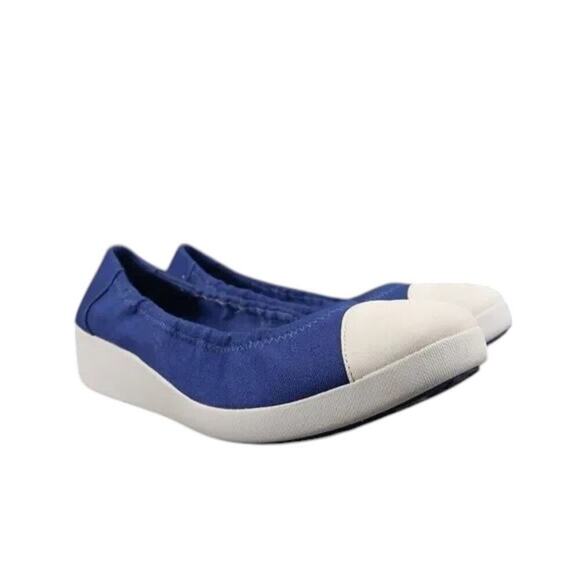 FitFlop Shoe Women 39 Ballet Flat Pump Slip On Fashion Wedge Toning Cap Toe Blue - Picture 1 of 16